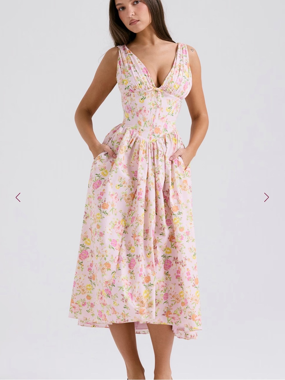 House of CB Pink Floral Midi Dress - Picture 3 of 4